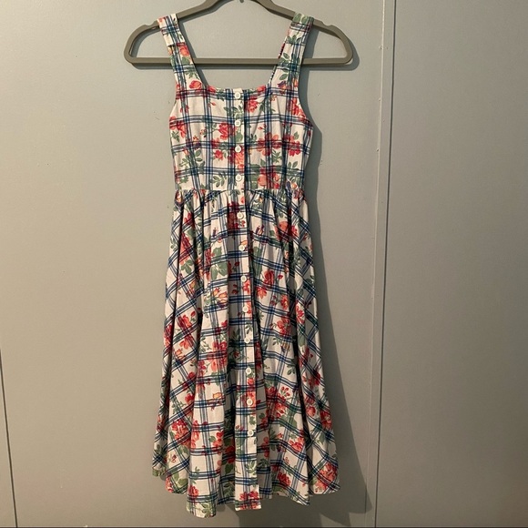 ESPRIT Kids Floral Plaid Midi Sun Dress Size Small - Picture 1 of 10